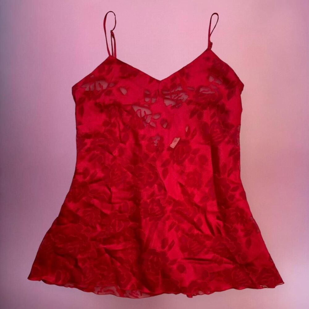 Vintage 90s Victorias Secret Gold Label beautiful red floral slip dress